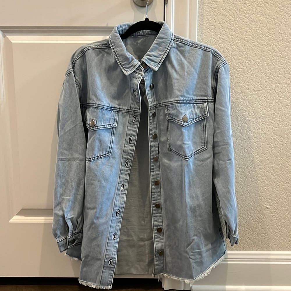 Light blue denim shirt jacket